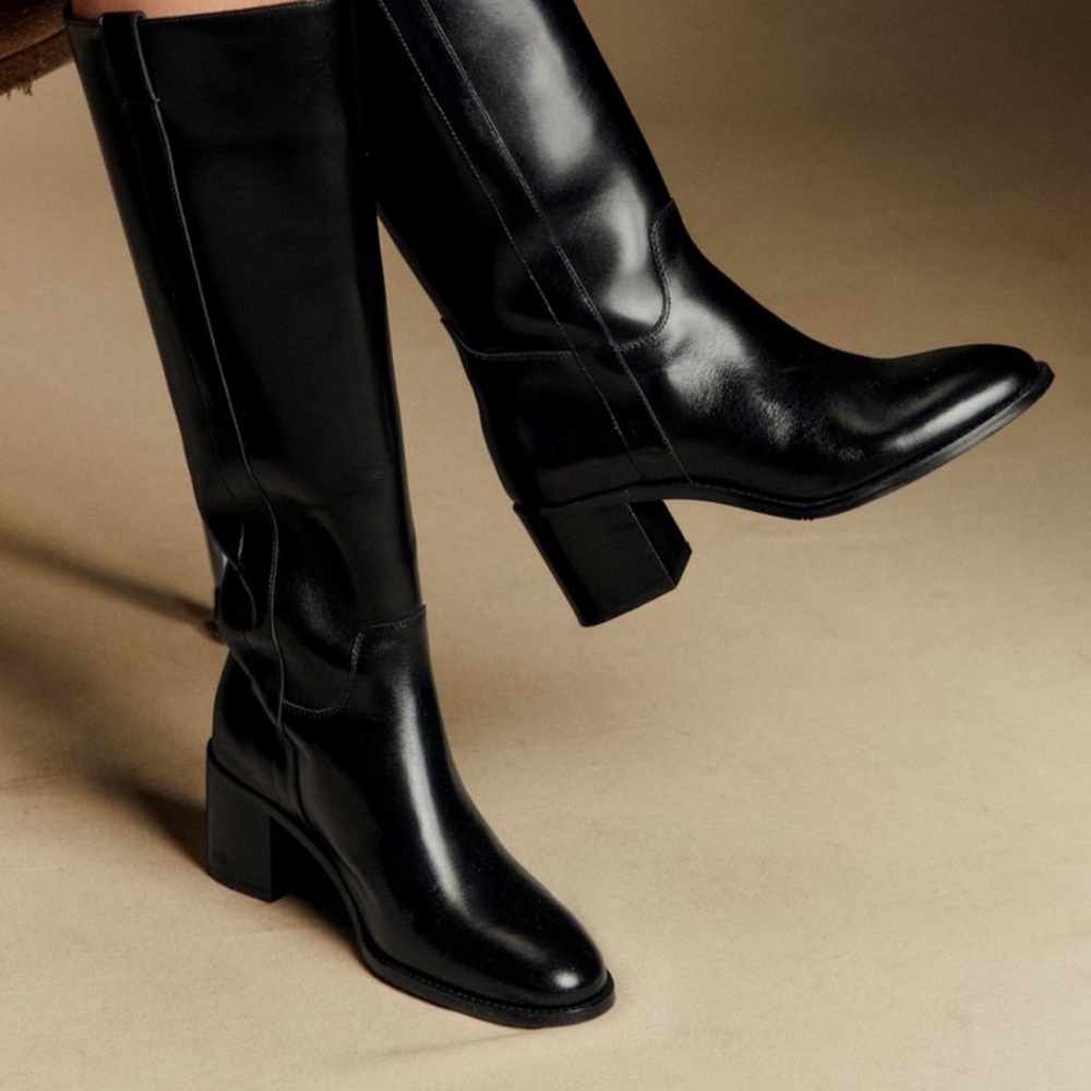 NWT Zara WIDE HEELED TOPSTITCHED BOOTS - Picture 2 of 15